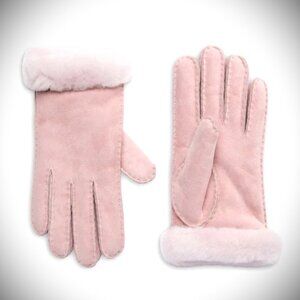 UGG Pink Color Genuine Dyed Shearling Slim Side Vent Gloves  Size L